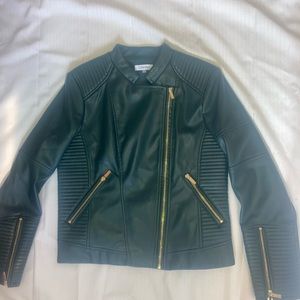 Green Calvin Klein Zip Up Faux Leather
